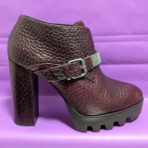 Brunello Cucinelli Leather City Blocked Heel with Monili Rows Plum Ankle 39 😍 - Picture 1 of 23
