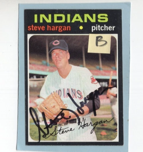 Autographed Steve Hargan 1970 Topps Indians #375 "B" - Image 1 of 1
