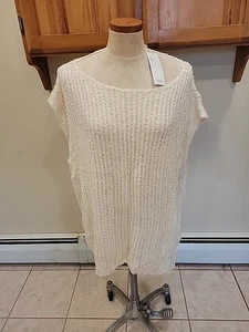 Neu mit Etikett $ 398 Eileen Fisher WEICHES WEISS Strick mit Bateau-Ausschnitt Org. Baumwollband Top 3X - Bild 1 von 10