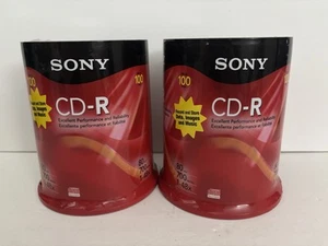 Sony CD-R 700MB Storage Media Discs 80 min 1-48x (2x 100 Pks) - 200 Blank CDs - Photo 1/3