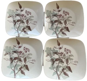 Corelle Discontinued Twilight Grove Set /Four - 10 1/4" Dinner Plates Square EUC - Picture 1 of 4