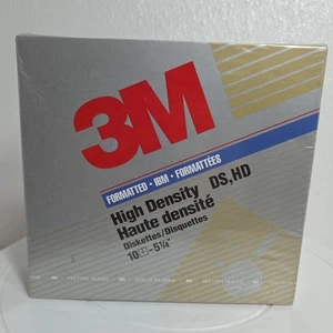 Lot de 10 disquettes 3M 5,25" - formatées IBM double face haute densité neuves scellées - Photo 1/7