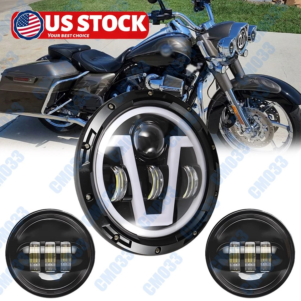 Faro LED 7" + luz de paso de 4,5" para Harley Davidson Heritage Softail Classic Foto 1 de 4