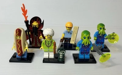 Lego Collectible Minifigures Lot x6- Series 13  - Hot Dog Wizard Carpenter Alien - Image 1 of 4