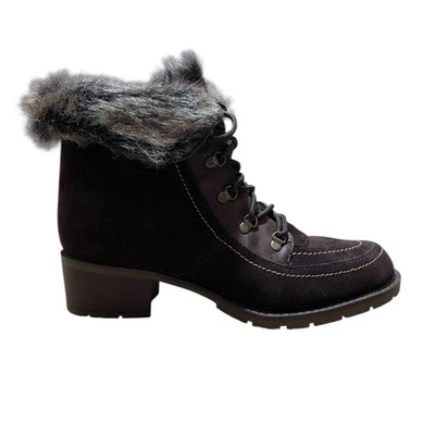 Sporto Talla 8 NUEVO HOLLY Mujer Botines Cuero Imitación Piel Marrón Tacón Con Cordones Foto 1 de 4