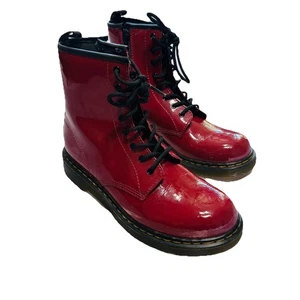 Docs Dr. Martens Women's 1460 Boots Red Cherry wood Patent Leather Size US 7 - Picture 1 of 10