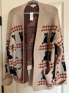 Maurice’s Damen Katze Strickjacke Pullover Herbstfarben Halloween schwarze Katze Gr. 1X Neu mit Etikett - Bild 1 von 9