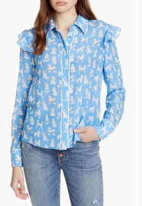 Alice + Olivia Zimmer Pudel Seidenbluse Größe L Neu ohne Etikett - Bild 1 von 10