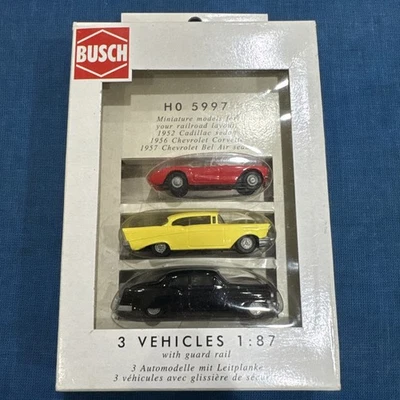 Busch HO 5997 3 VEHICLE SET - 1952 Cadillac,1956 Corvette & 1957 Bel Air MIB * - Image 1 of 2