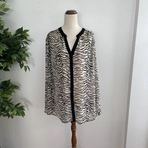 NEW Millers Women's Size 20 Blouse Top Zebra Print Semi Sheer Button Front - Picture 1 of 9