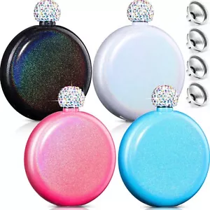 4 Pcs Liquor Flask for Women 5 oz 304 Stainless Steel Portable Glitter Flask - Picture 1 of 7