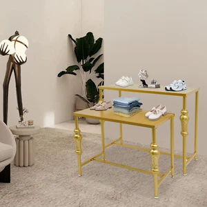 2-tier Gold Elegant Display Table Handbag Display Stand Racks For Jewelry Shoes - Picture 1 of 16
