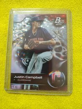 Justin Campbell  2023 Bowman Platinum. Cleveland #TOP-31. Cracked Ice Foil