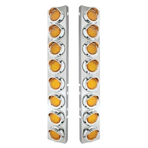 Peterbilt Front Air Cleaner Kit w/ 16 Flat LED Lights & Visor - Amber Lens - Picture 1 of 7