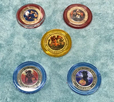 2023 Halloween Four Queens Silver Strike Set Yellow, Red and Blue Caps 4 Queens - Image 1 of 4