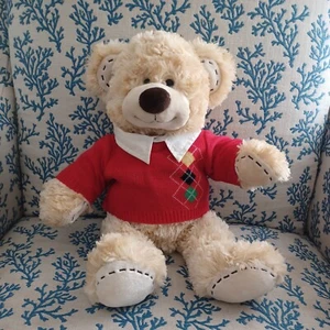 Build a Bear Beige Tan Plush with Magical Wand Sound in Paw 16” Soft Red Sweater - Picture 1 of 8