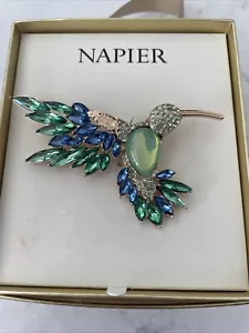 Spilla colibrì Napier tono oro nuova con scatola verde blu - Foto 1 di 3