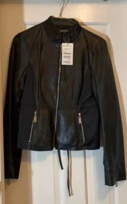Jaqueta de Moto Bebe de Couro Preta Nova Com Etiqueta Tamanho XS - Imagem 1 de 3