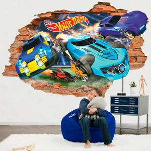 Hot Cars Personalized 3D Wall Decal, Toys Wall Sticker, Cars, Decor - Picture 1 of 5