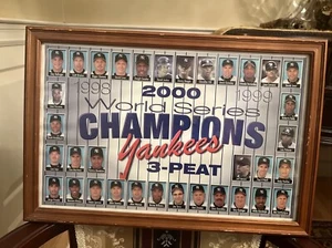 NY Yankees 3-peat Framed Collage Framed 12 x 18.  Reduced To Sell, Rarity error - Picture 1 of 1
