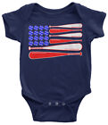 Baseball and Bat American Flag Infant Bodysuit Team Player Gift Idea
