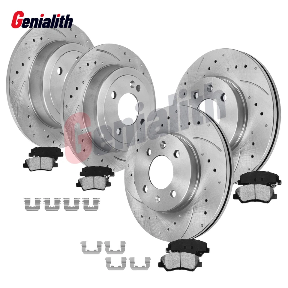 Front & Rear Disc Rotors Ceramic Brake Pads for 2012-2017 Hyundai Accent Kia Rio Foto 1 de 4