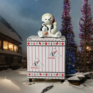 Coca-Cola 1996 Eisbär Jungen Figuren ""Ein Weihnachtswunsch"" Vintage mit Box - Bild 1 von 10