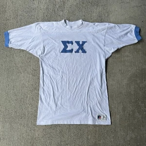Vintage 80s Made In USA Russell Athletic Sigma Chi Fraternity T Shirt Size XL - Picture 1 of 13