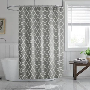 72 in. Stone Gray and White Trellis Shower Curtain - Picture 1 of 6