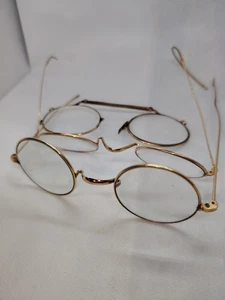 For Spare/repair 3 Pairs Of ANITIQUE VINTAGE GOLD FILLED OVAL GLASSES - Picture 1 of 11
