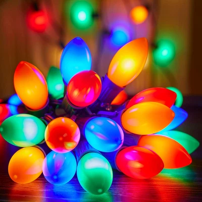 Luces LED de Navidad C9 vintage para exteriores, 25 pies multicolor cadena de luces de Navidad Foto 1 de 4