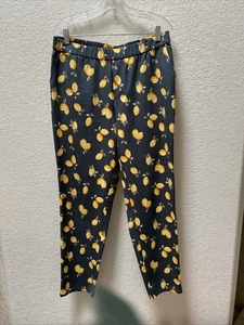 Lemon Way Womens Flawless Twill Pull-On Ankle Pants Lemon Print - Size 14 - Picture 1 of 10