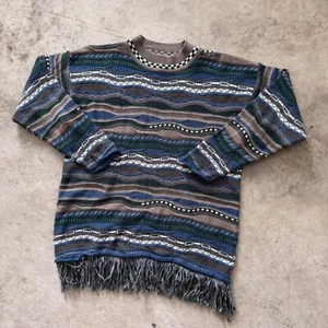 Vintage 90's COOGI Style Sweater - Premiere Designer Collection Striped Size Med - Picture 1 of 8