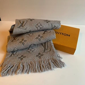 Louis Vuitton Wool Silk Logomania pattern scarf VGC box jacquard unisex Verone - Picture 1 of 12