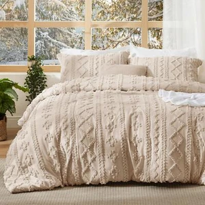 Bedsure Tufted Boho Comforter Set Queen Size - Khaki Boho Bedding Comforter Set, - Picture 1 of 8