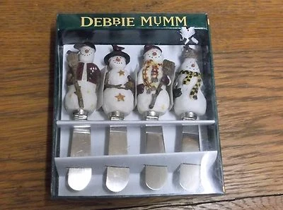 Juego de 4 cuchillos esparcidores muñeco de nieve Debbie Mumm 1999 nuevos en caja Foto 1 de 3