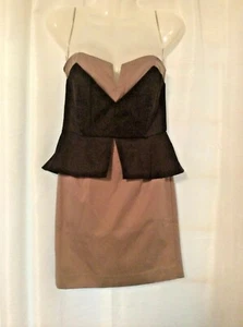 Venus donna senza spalline cocktail senza spalline tortora marrone nero raso peplump taglia 2 nuovo - Foto 1 di 8