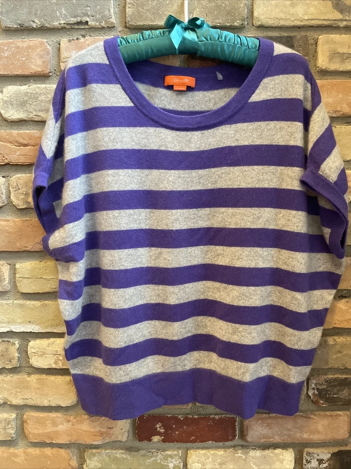 Christopher Fischer Cachemira Púrpura Gris Rayas Sin Mangas Suéter Nuevo sin Etiquetas M  Foto 1 de 4