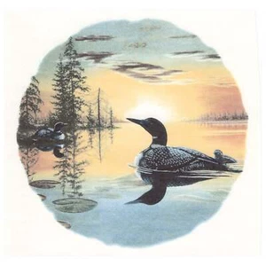 Loons at Sunset Overglaze Waterslide Ceramic Decals - Picture 1 of 7
