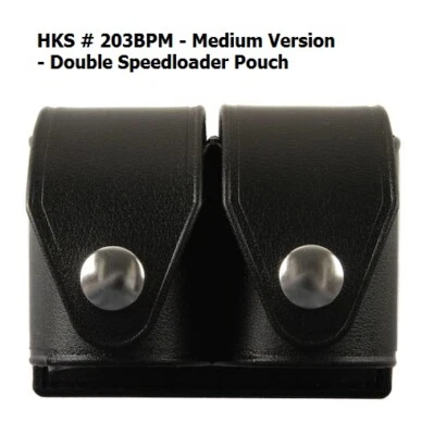 HKS Dual Revolver Speedloader Carrier Pouch - # HKS-203BPM 203 Medium Plain NEW - Image 1 of 4