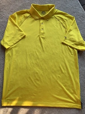 Polo de golfe Slazenger masculino amarelo manga curta botões leves grandes - Imagem 1 de 3