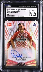 Paul Nebel 2021-22 TOPPS TIER ONE BUNDESLIGA Young Gold Auto Red Parallel /10 RC