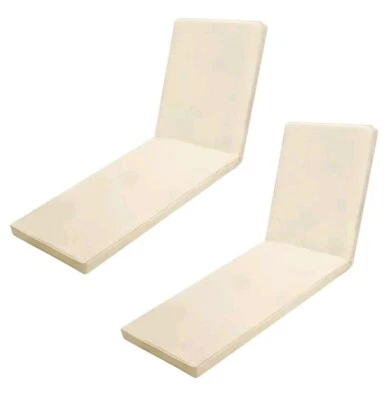 2PCS Outdoor Chaise Lounge Cushion Pad Deck Recliner Mat 3" Thick Foam - Beige - Image 1 of 2