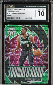 Tyrese Haliburton 2023-24 Panini Green Mosaic Prizm Thunder Road Pacers CGC 10 - Picture 1 of 2