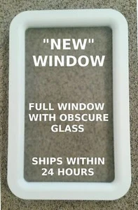 RV Entry Entrance Door Window - White - Obscure Glass - Camper Travel Trailer - Foto 1 di 5