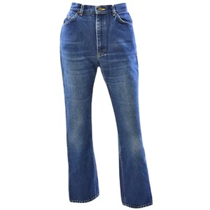 80s Vintage Lee Medium Stone Wash High Rise Denim Jeans 37x30 Tapered Fit - Picture 1 of 3