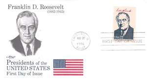 PRESIDENT FDR FRANKLIN ROOSEVELT ARTMASTER CACHET 1986 FDC UNADDR - Picture 1 of 1
