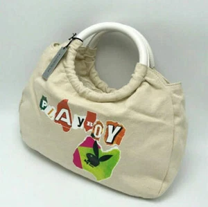 Mujer Playboy Natural | Bolso de Mano de Lona Blanco Nuevo con Etiquetas - Imagen 1 de 4