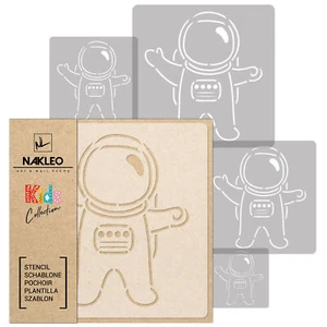 5x stencil riutilizzabili in PLASTICA / da 34x34 a 9x9cm / bambini // ASTRONAUTA - Foto 1 di 3