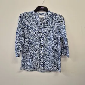 Ladies Top Size 12 Cotswolds Blue White Cotton Shirt Casual Summer Day - Picture 1 of 9